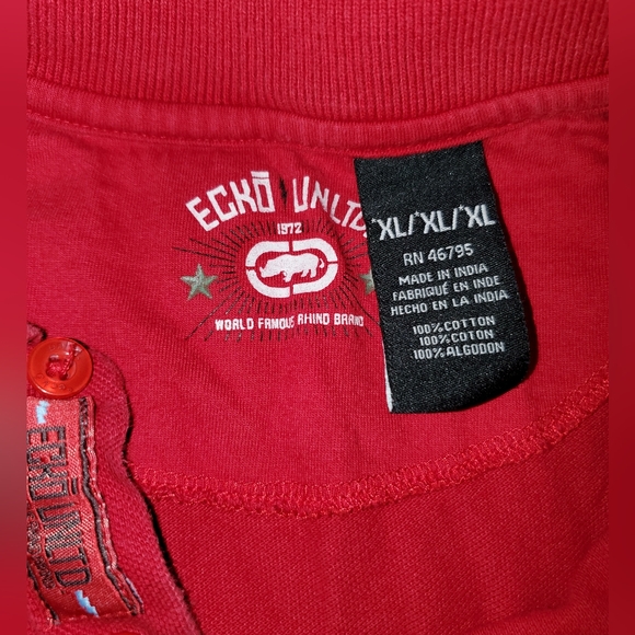 Vintage Y2K Ecko Unltd. Red Skulls AOP Polo size L - Picture 3 of 5